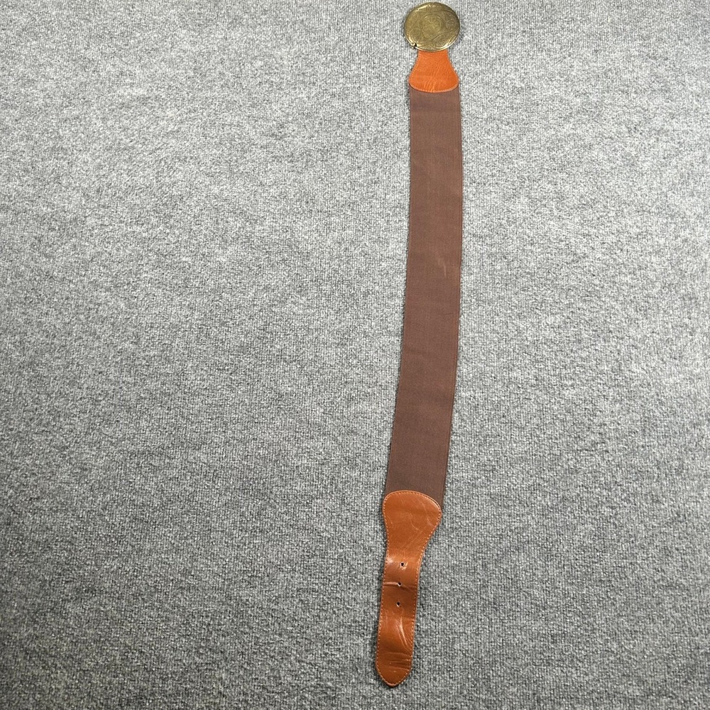 Unbranded Cinch Belt Womens Size 36 Brown Elastic Wide Faux Leather Medallion